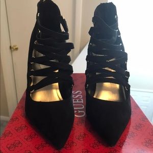 Guess Black Heels W Zipper, 6. NWOT
